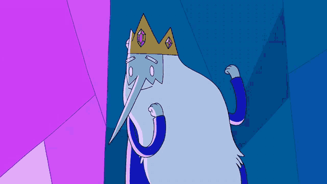 a cartoon character with a long nose and a crown