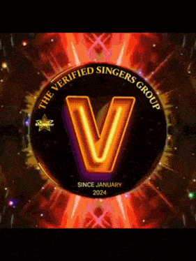 a logo for the verified singers group with a letter v in the center