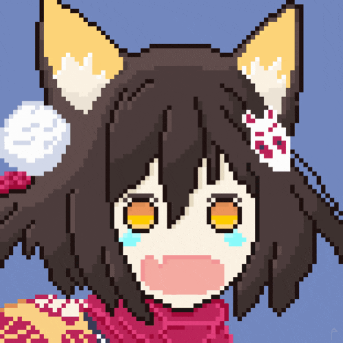a pixel art drawing of a girl with a cat ear