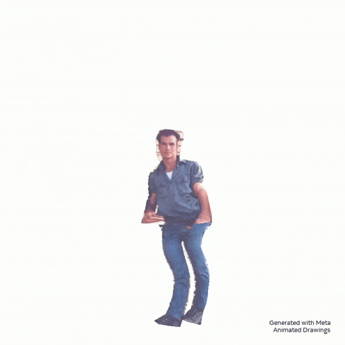 an animated drawing of a man flying through the air