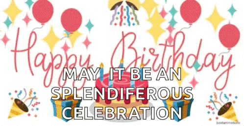 a happy birthday greeting card with a cake and balloons