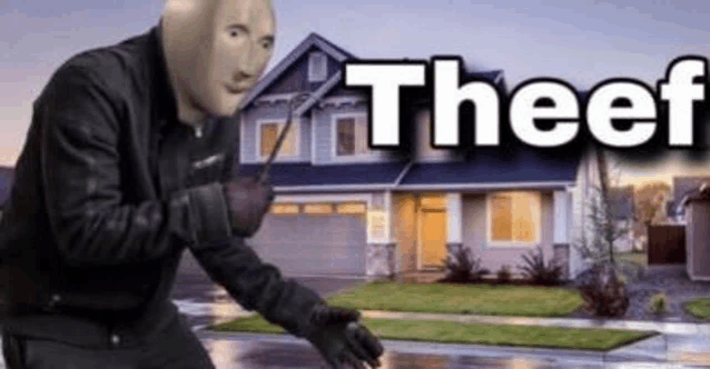 a man wearing a mask is standing in front of a house holding a knife .