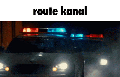 a picture of a police car with the words route kanal on the bottom