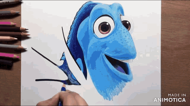 a drawing of dory from the movie finding nemo is made by animatica