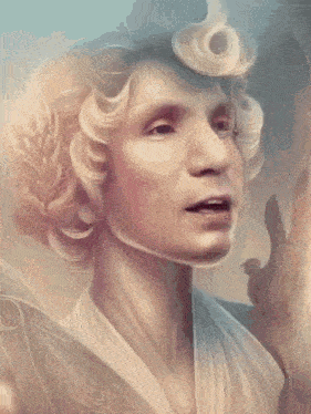 a woman with curlers in her hair and a white dress