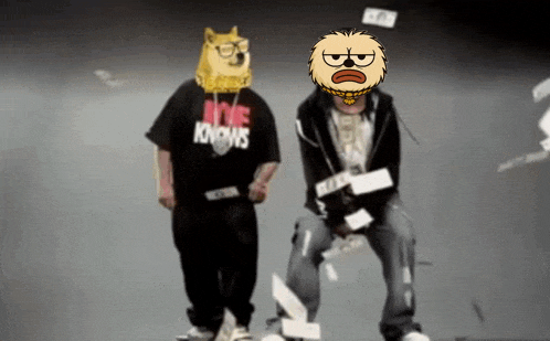 a man wearing a shirt that says " live knows " is standing next to another man