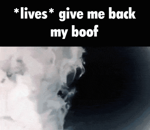 a black background with the words " lives give me back my boof " on it