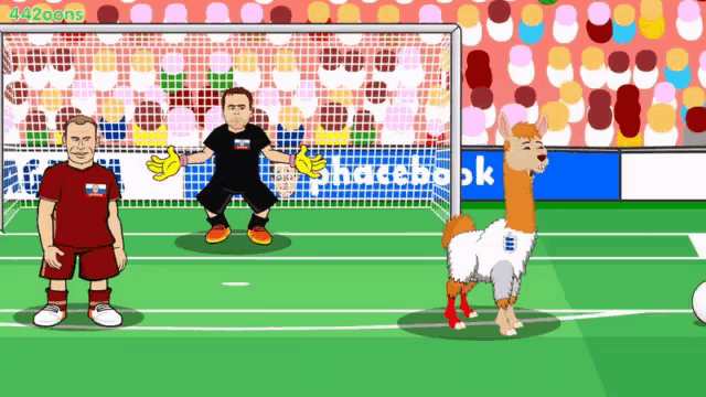 a cartoon of a soccer game with a facebook banner