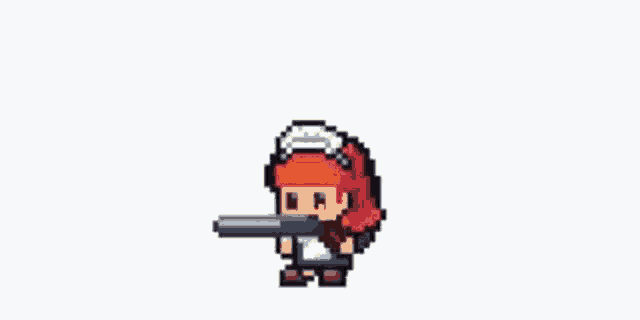 a pixel art character is holding a sword in a video game .