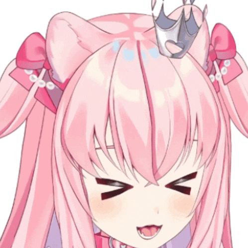 a close up of a pink anime girl with a heart necklace