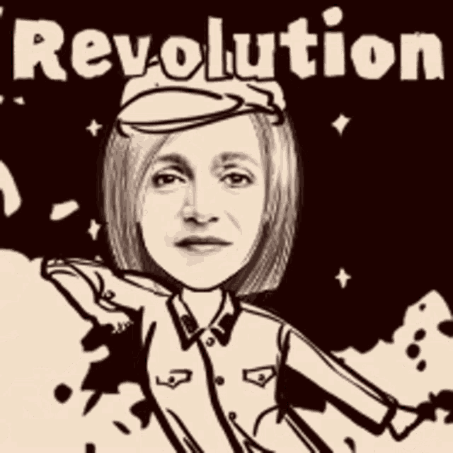 a black and white drawing of a woman with the words revolution written above her