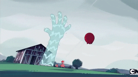 a cartoon of a hand holding a red balloon with the cn logo in the corner