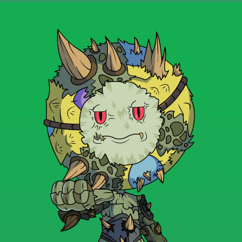 a cartoon drawing of a monster with horns and a white face