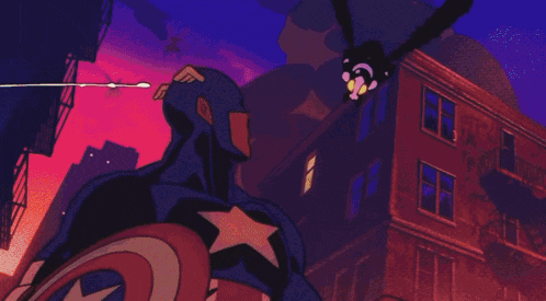a cartoon of spider-man fighting a purple superhero