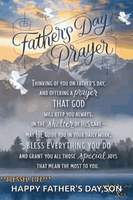 a father 's day greeting card with a prayer