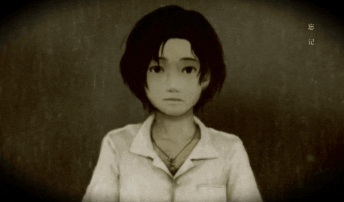 a black and white photo of a young girl with chinese writing on it