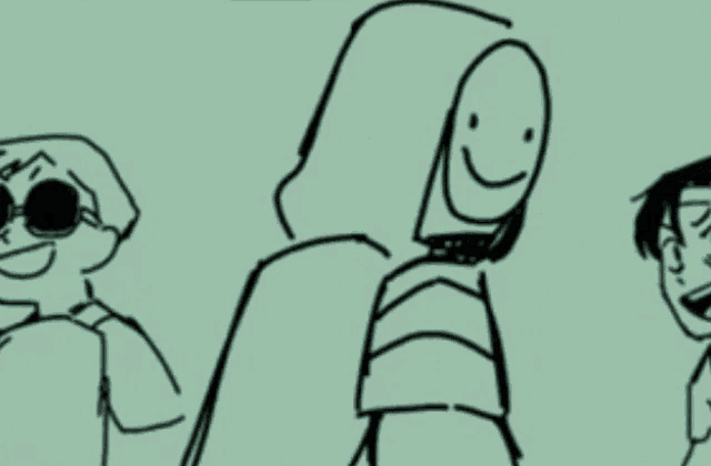 a close up of a drawing of a person 's face with a smile on their face .