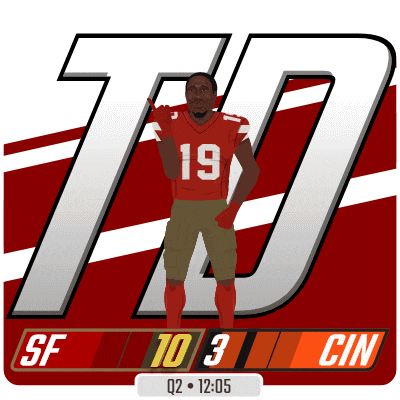 a football player in a red jersey with the number 19 on it