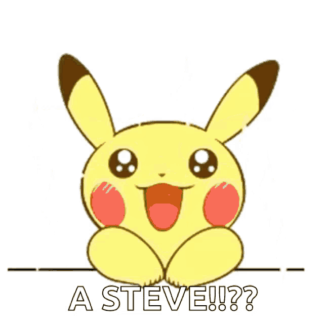 a pikachu sitting on a wall with the words " a steve " below it