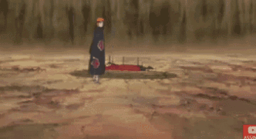 a cartoon character is standing in the middle of a dirt field