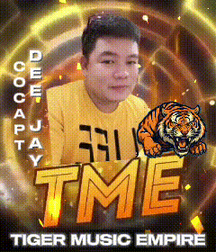 a poster for tiger music empire shows a man in a yellow shirt with a tiger on it
