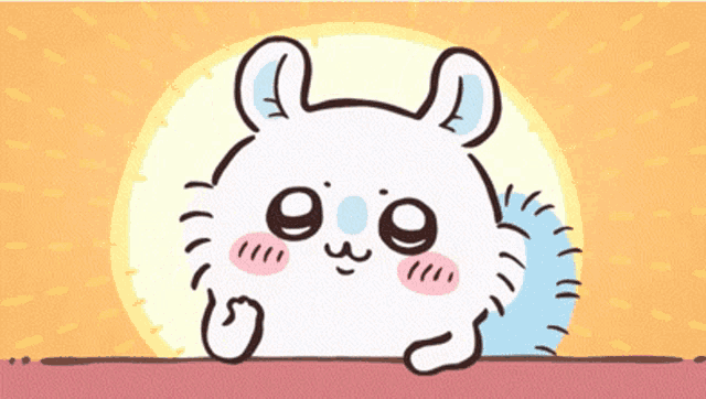 a cartoon drawing of a hamster with a smiley face