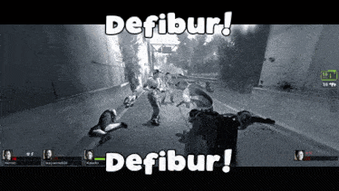 a screenshot of a video game with the words defibur