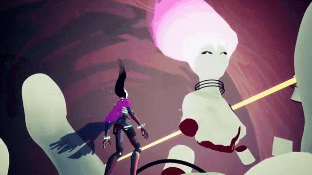 a cartoon character with a purple cape is standing next to a white object