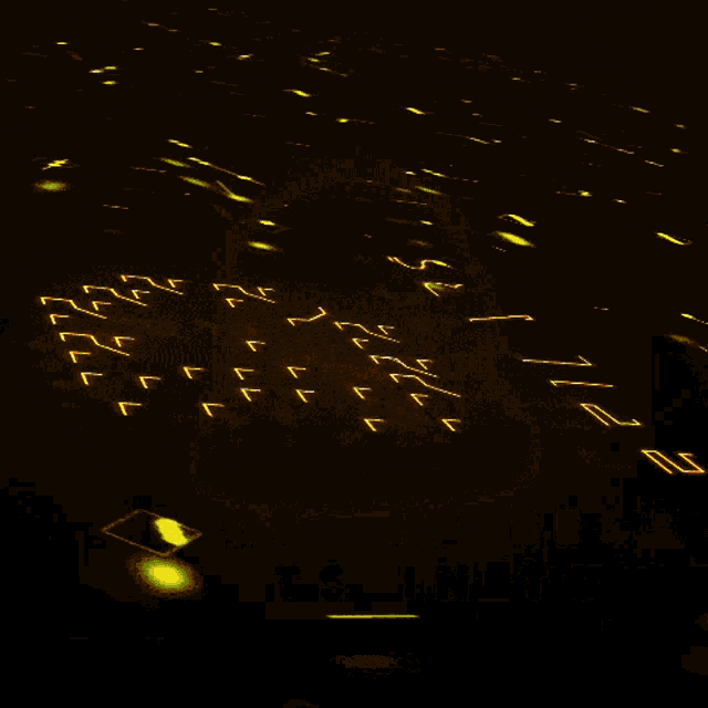 a dark background with yellow letters and numbers including the letters l and r