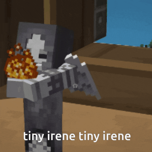 a picture of a skeleton in a video game with the words tiny irene tiny irene below it