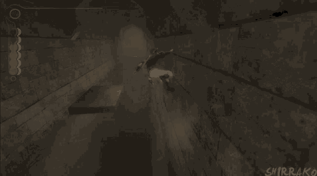 a video game scene with the name shirrako on the bottom right