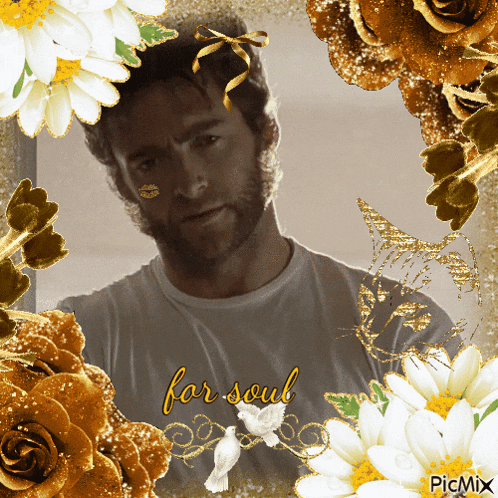 a picture of a man surrounded by flowers and the words for soul