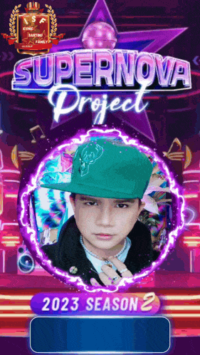 a poster for the supernova project with a picture of a boy in a green hat