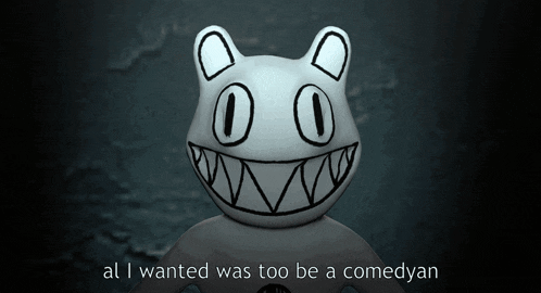 a picture of a cat with the words " all i wanted was too be a comedian "