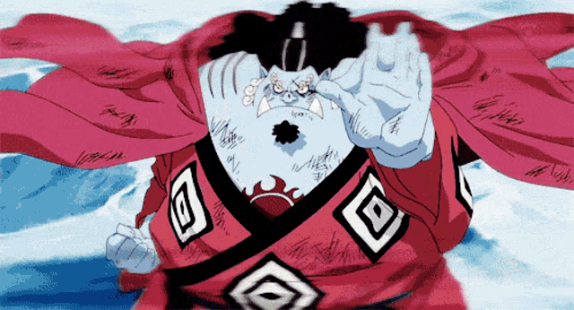 a cartoon drawing of a man wearing a red and black kimono
