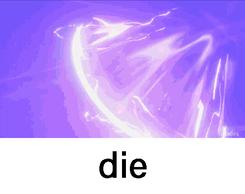 a purple background with lightning and the word die