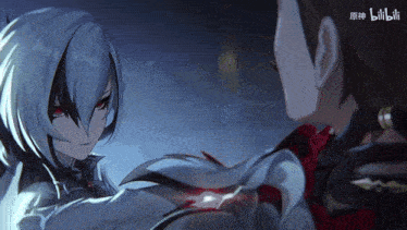 a man and a woman are standing next to each other with the word bilibili in the corner