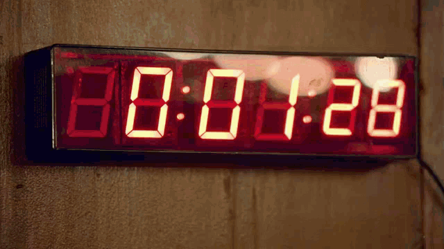 a digital clock displays the time as 88:01:20