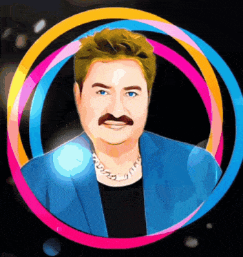 a cartoon drawing of a man with a mustache
