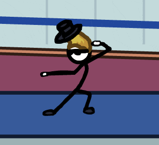 a stick figure with a top hat and sunglasses on