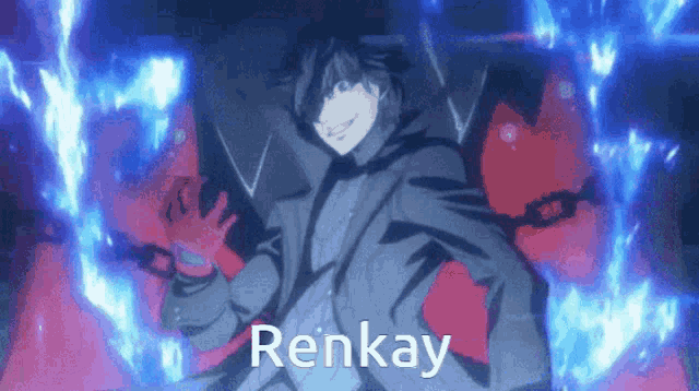 a cartoon character with the name renkay on the bottom right
