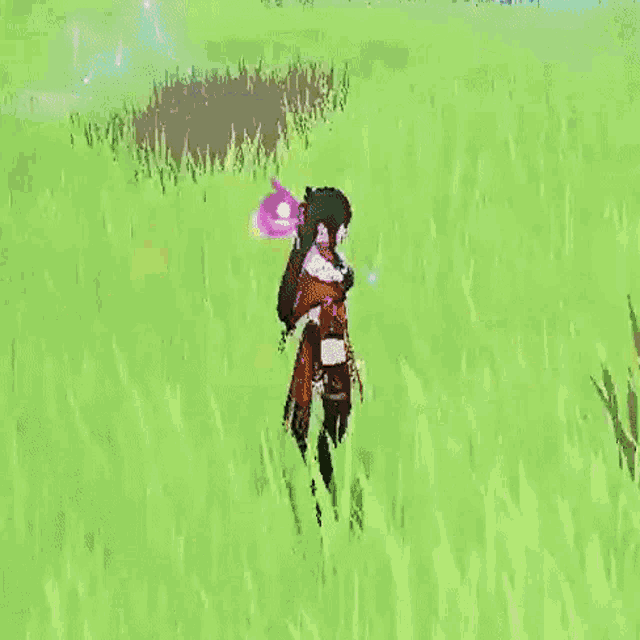 a video game character with wings is standing in a field and the word cope is above him .