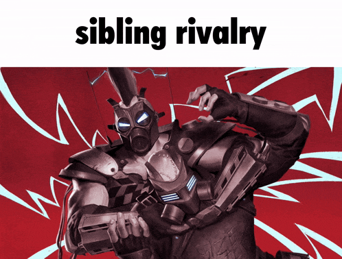 a poster of a robot with the words sibling rivalry on the bottom