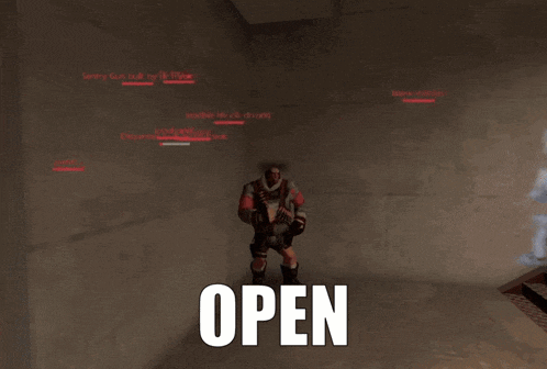 a screenshot of a video game with the word open on the bottom