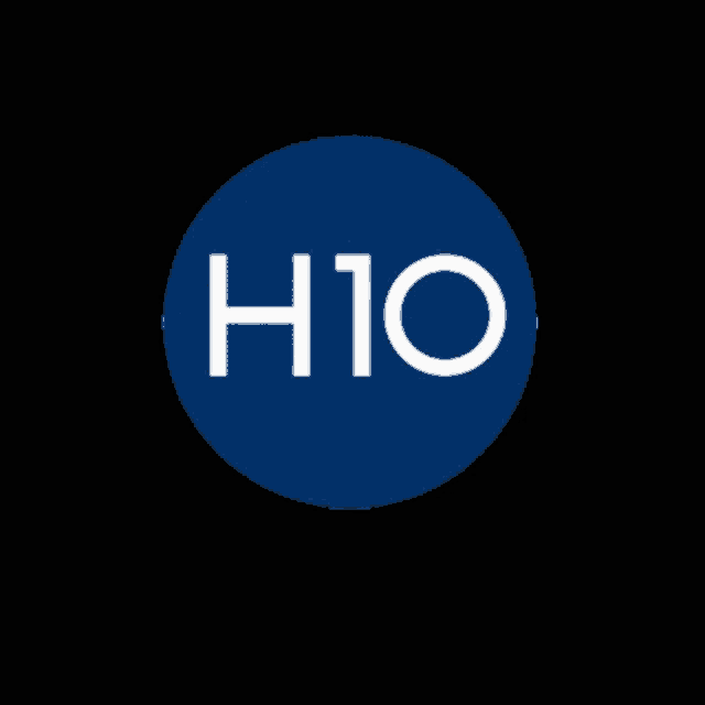 a blue circle with the word h10 and welcome home