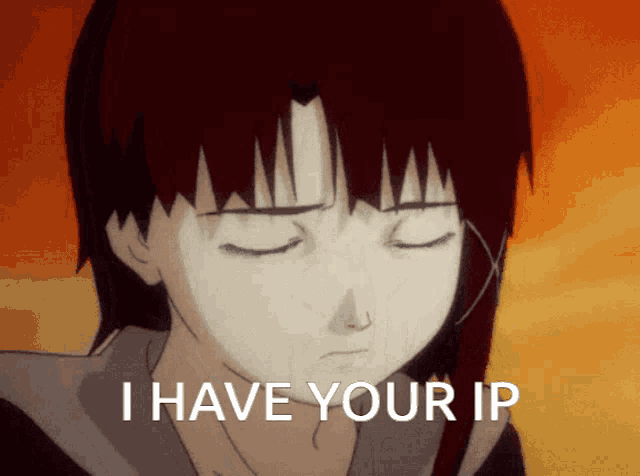 a girl with her eyes closed and the words i have your ip on her face