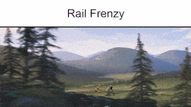 a picture of a landscape with the words rail frenzy on the top