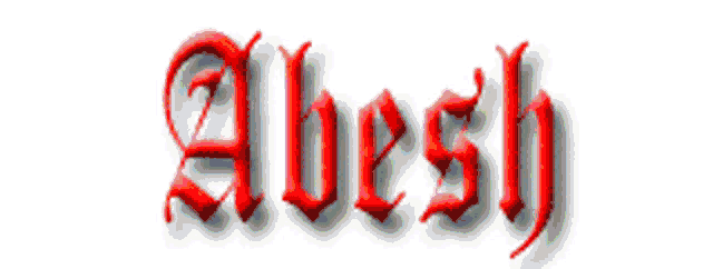 the name abesh is written in red letters