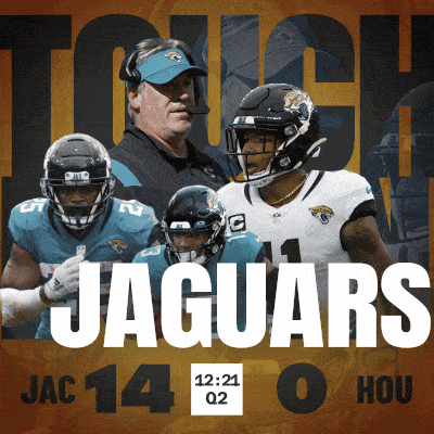 a poster for the jaguars shows a coach and players