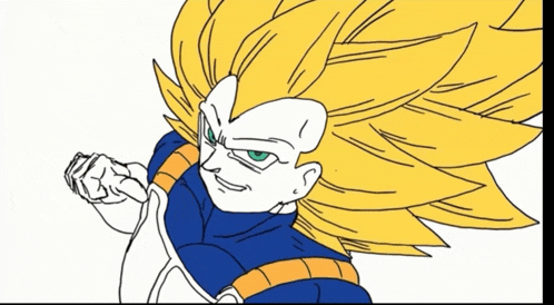 a black and white drawing of a person with a yellow hair